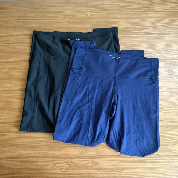 Set of Two Under Armour Athletic Leggings size Large Blue Black - Picture 1 of 9